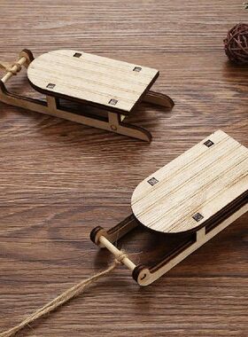 5Pcs Santa Sleigh Rustic Table Decor Wood Fine Workmanship