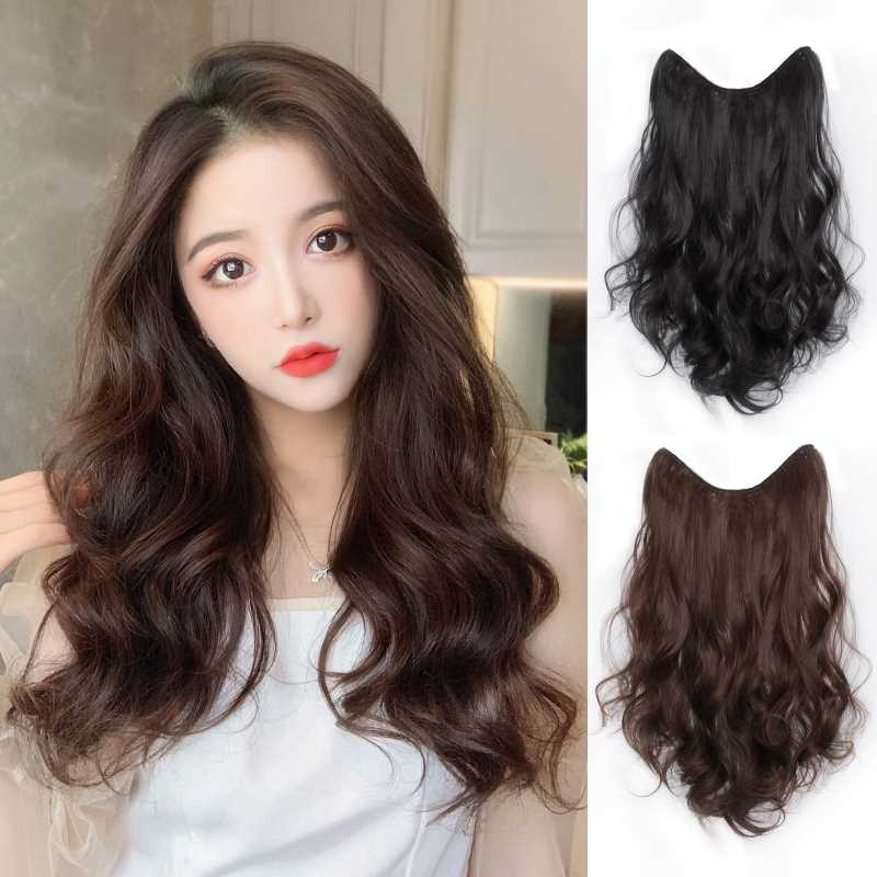 一片式真发发片接发自己接真人发丝无痕片发片隐形假发片女卷发片