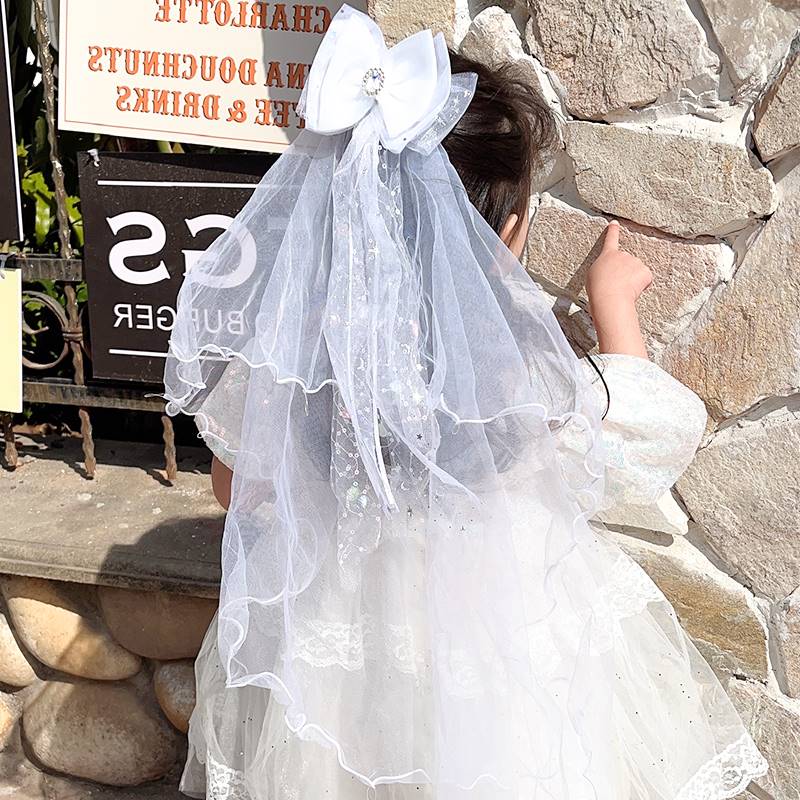 韩版儿童兔子皇冠发卡小女孩头饰公主超仙蝴蝶结飘纱发饰宝宝发夹