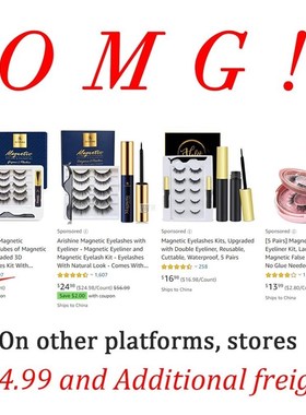 10Pairs Eye Lashes Magnetic Eyelashes and Eyeliner Set False