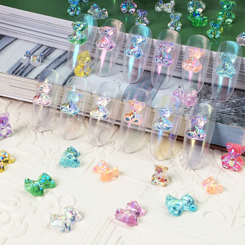 1 Pack 3D Aurora Bear Butterfly Nail Art Accessories Resin F