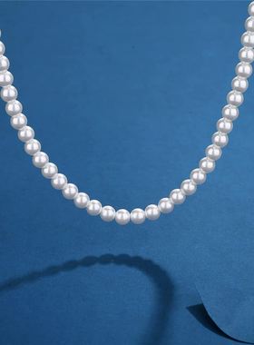 Pearl Necklace Men Simple Handmade Strand Bead Necklace  New