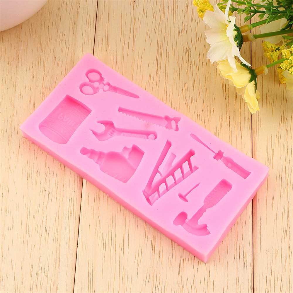 Lovely DIY Silicone 3D Cake Mold Cute Pink Hammer Spanner Sh