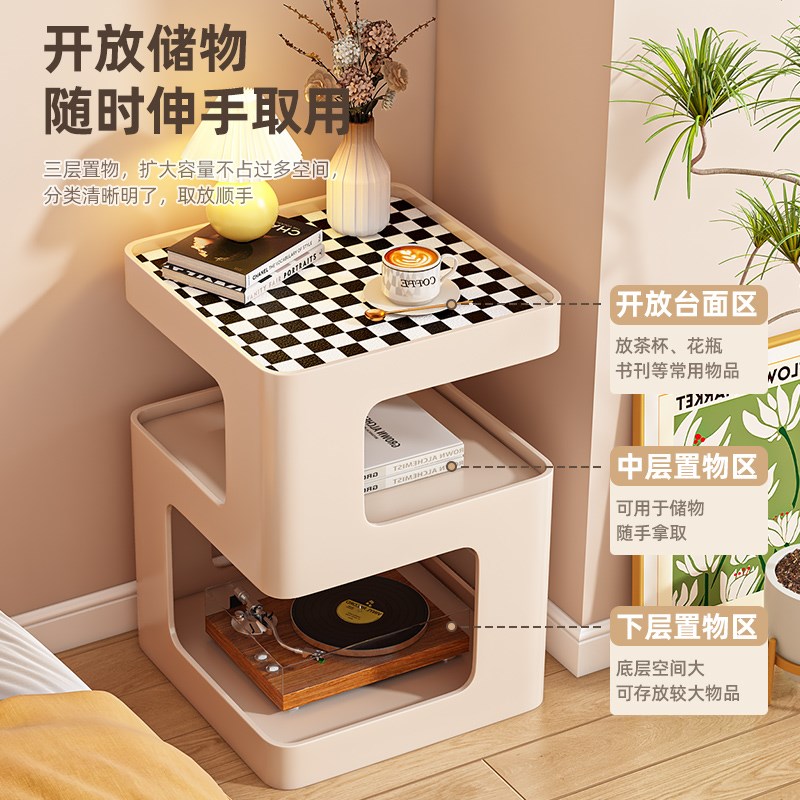 奶油风边几沙发边柜阳台小茶几简约现代创意小桌子客厅铁艺床头柜