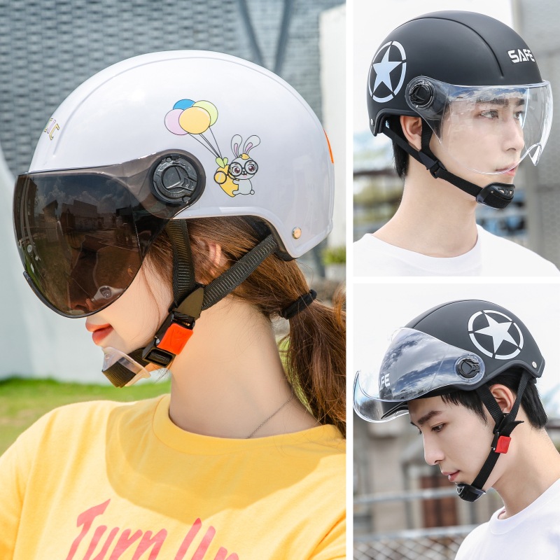 电动电瓶车头盔夏季可爱四季通用男女士均码灰韩版夏天帽