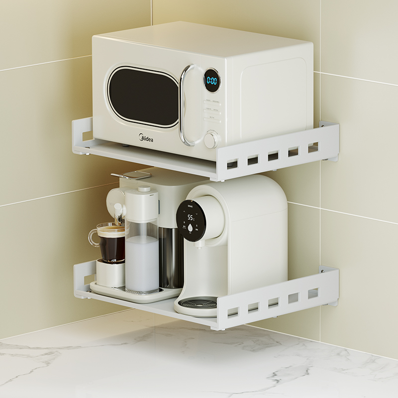 免打孔厨房置物架壁挂式微波炉架子烤箱架墙上多功能调料收纳层架