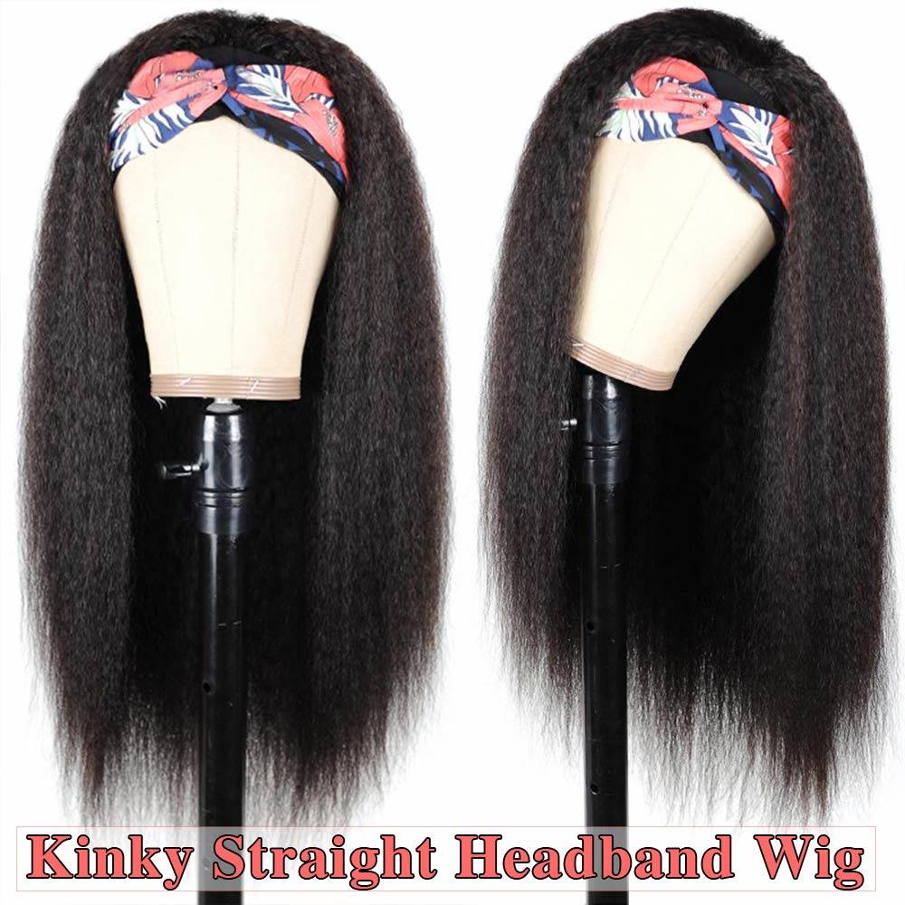 Kinky Straight Headband Wigs Yaki Straight Synthetic Hair Wi