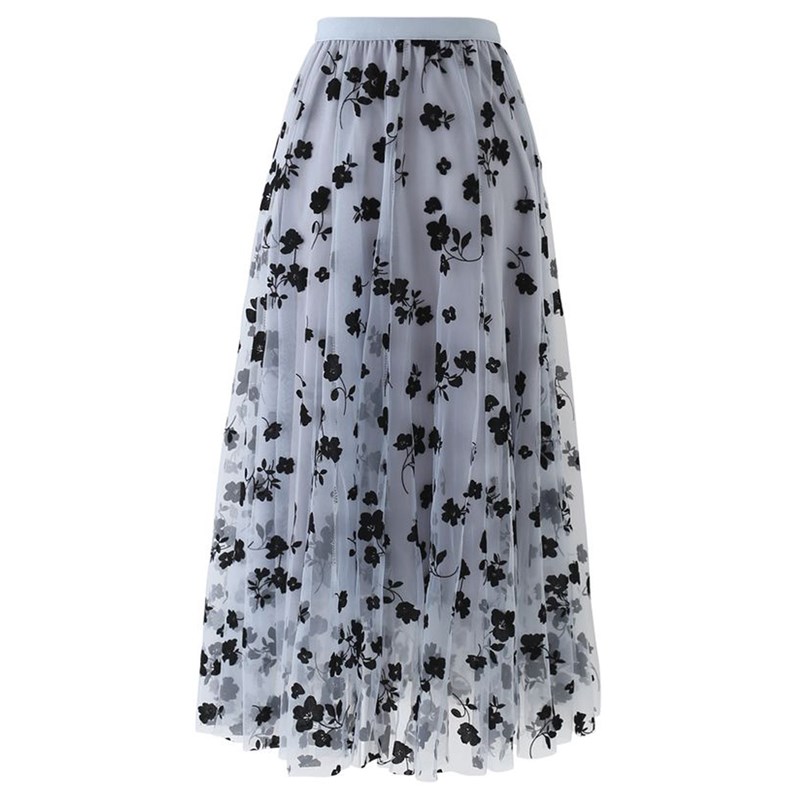 High Waist Long Mesh Skirt Tulle Skirt Women Spring Summer E