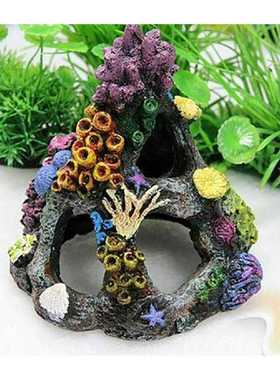 1pc Aquarium Fish Tank Artifical Coral Mountain Multicolor R