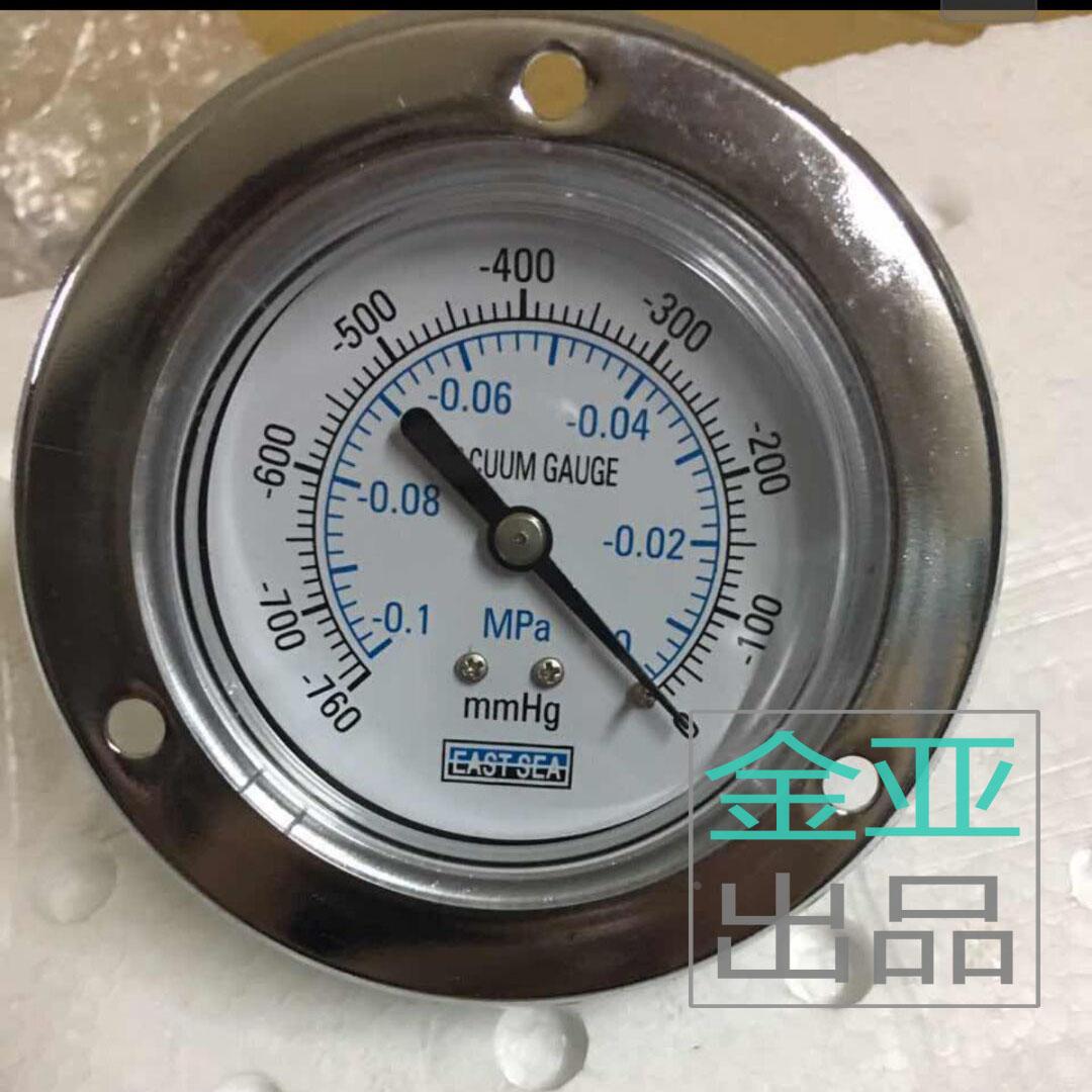 英文面板轴向带边压力表Y-60ZT -760-0mmHg/-0.1-0真空负压表1/4