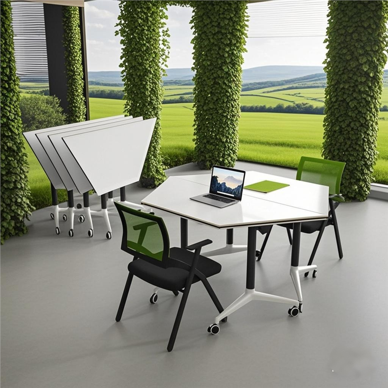 折叠培训桌椅组合移动梯形