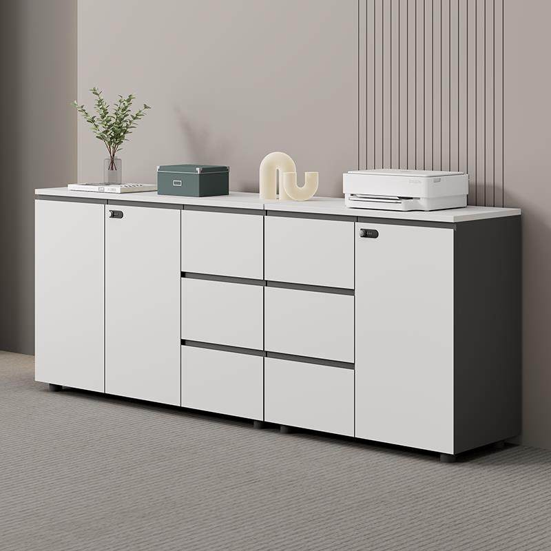 文件柜矮柜木质免拉手带锁抽屉资料柜储物柜茶水柜办公室落地边柜