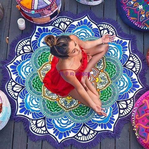 极速Multifunctional Indian Tapestry With Tassel Lotus Printe