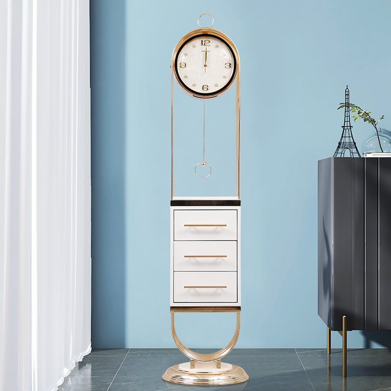 现代轻奢落地钟客厅角柜电视柜旁边摆件时钟家用时尚个性座钟立钟