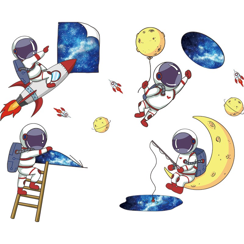 好货卡通贴纸幼儿园环创太空主题墙贴画儿童房卧室墙面装饰墙纸画