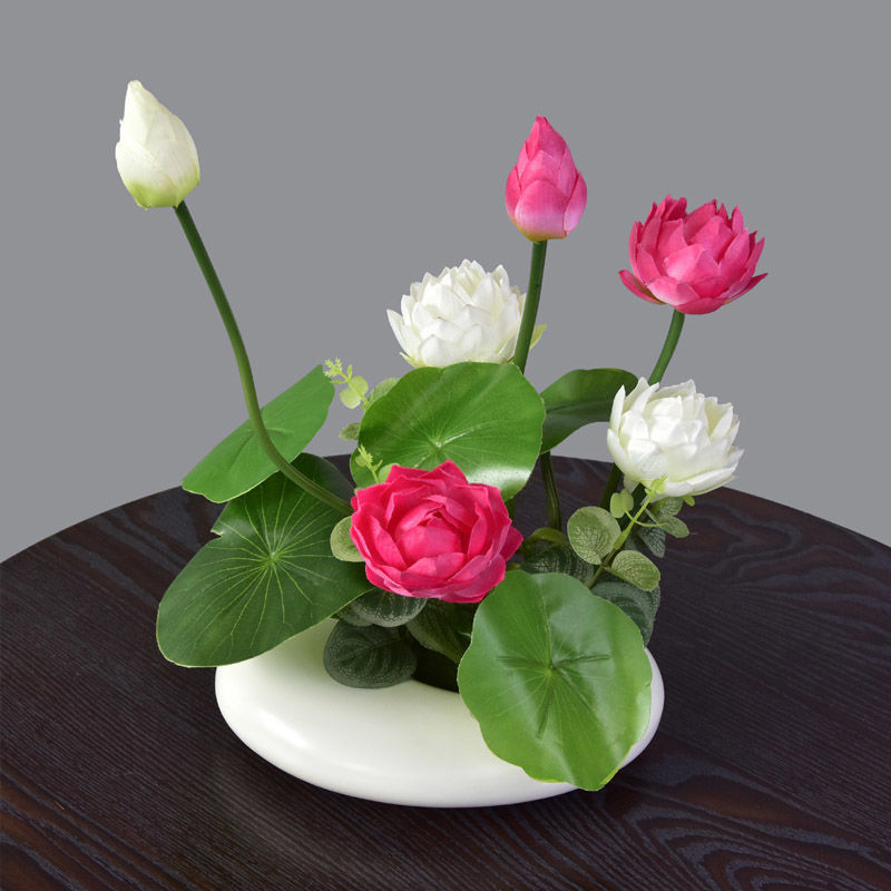 极速仿真荷花荷叶睡莲花供佛仿真花塑料花新中式假荷花家居客厅装