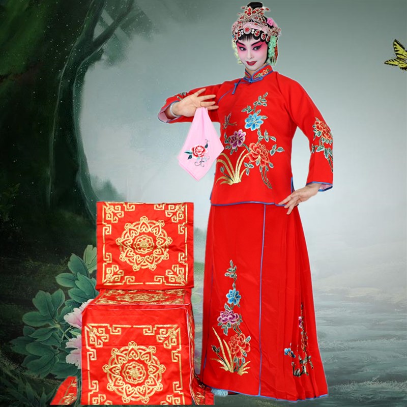七彩戏曲京剧戏剧演出丫鬟衣花旦服装戏衣戏服小旦衣袄裙裤小衣包