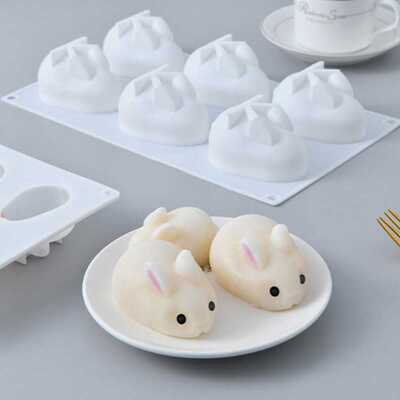 好货6 Forms 3D Rabbit Silicone Moulds New Cake Decorating Ch