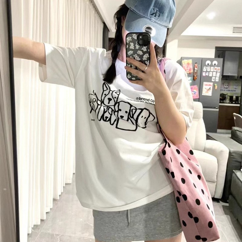 好货孕妇装夏装2025新款套装小个子宽松夏季纯棉T恤白色上衣短袖