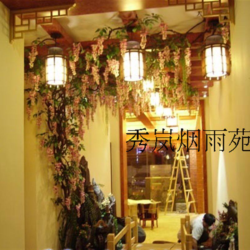 极速室内仿真植物仿真紫藤花假紫藤人造室内紫藤花古藤紫藤花叶