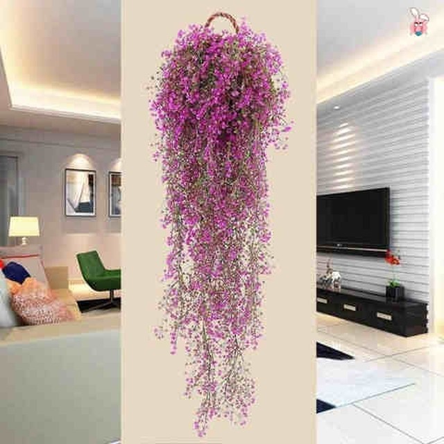 极速假花仿真花草装饰挂墙上客厅墙面挂件墙壁壁挂吊花藤条吊篮瑰