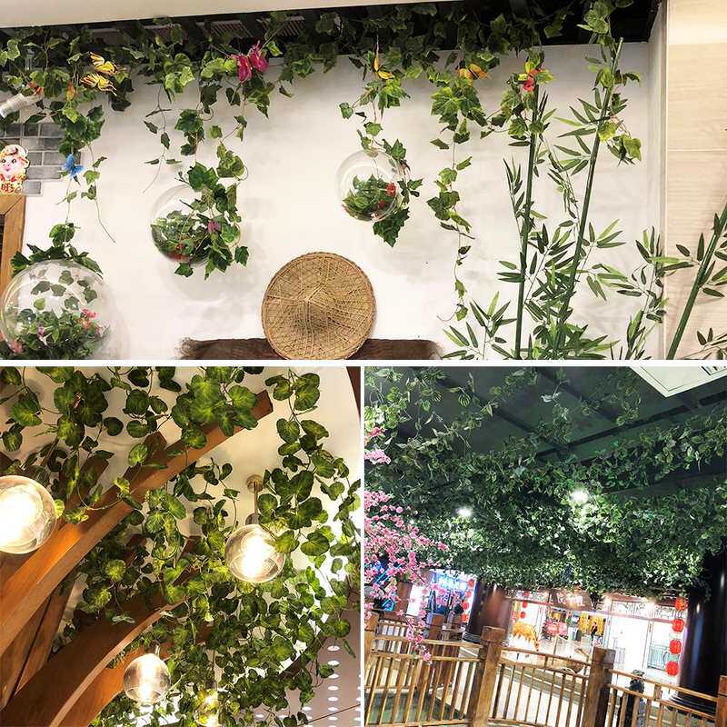 极速仿真绿植藤条绿萝爬山虎海棠西瓜葡萄叶装饰假花绢布藤蔓篱笆