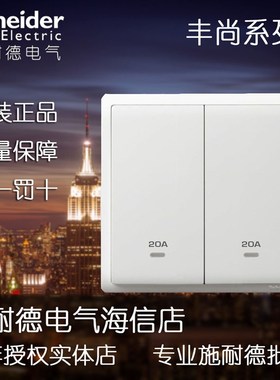 施耐德开关 丰尚白色 20A带氖灯指示 浴霸开关 双极开关E8232D20N