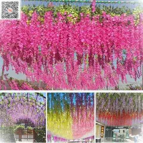 极速仿真创意紫藤花加密家居遮挡阳台拱门酒店墙面壁挂花藤房顶豆