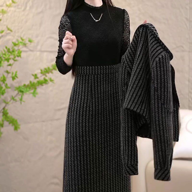 好货套装连衣裙2025新款女秋冬高贵气质品牌阔太太长袖两件套妈妈