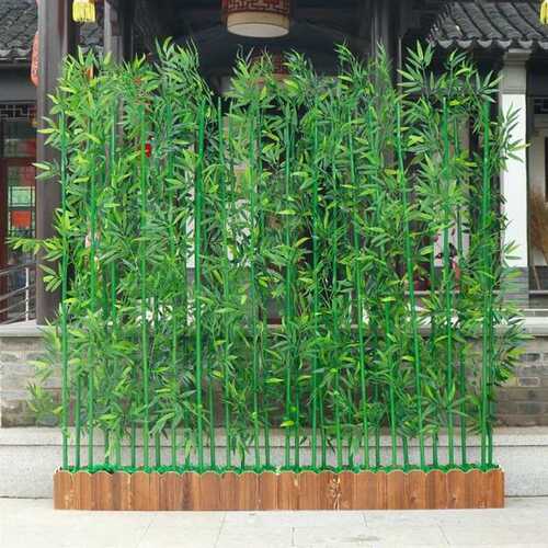 极速2021仿4真竹子装饰假竹子隔断客厅摆件挡墙室内室外植物花落