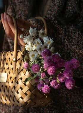 Bamboo Flower Basket Vine Woven Wicker Basket Soft And