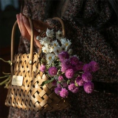 Bamboo Flower Basket Vine Woven Wicker Basket Soft And