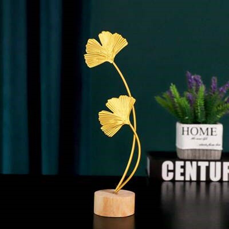 极速Nordic wind log base, iron art gingko leaf ornament, hom