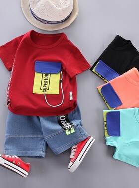 极速Clothes Set boy Summer Boys Baby T-shirt Shorts Child Ki