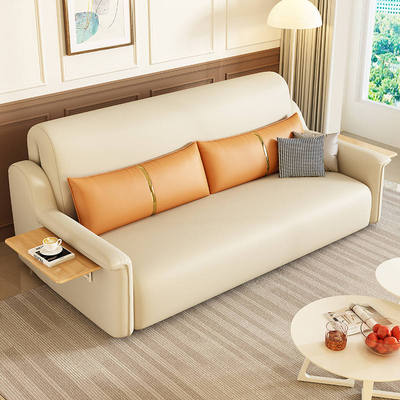 智能实木电动沙发床两用多功能客厅遥控全自动可折叠猫抓皮沙发床