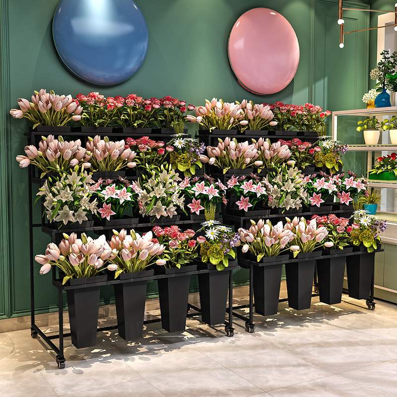 摆摊可移动阶梯多层花店花架鲜花假花架子铁艺花架花桶展示架现货