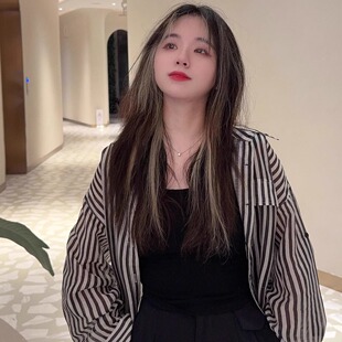 【小美强推|叠影阑衫】黑白条纹衬衫女夏季宽松休闲复古长袖防晒