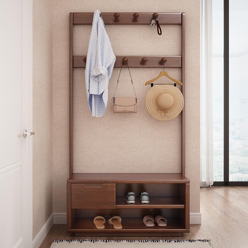 衣帽架落地实木卧室挂衣架北欧客厅衣服架子新中式家用风储物柜