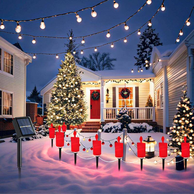 电商新品圣诞节太阳能户外防水地插灯装饰花园节日聚会蜡烛草坪灯