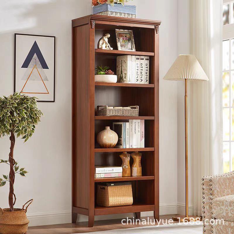 乡村美式实木书柜儿童书架多层地中海中式书橱做旧组合古典书架