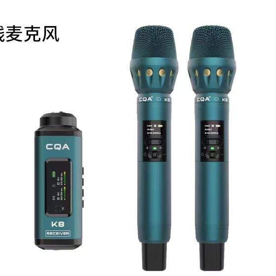 CQA无线麦克风K8声卡专用直播演唱动圈话筒演出一拖二户外唱歌