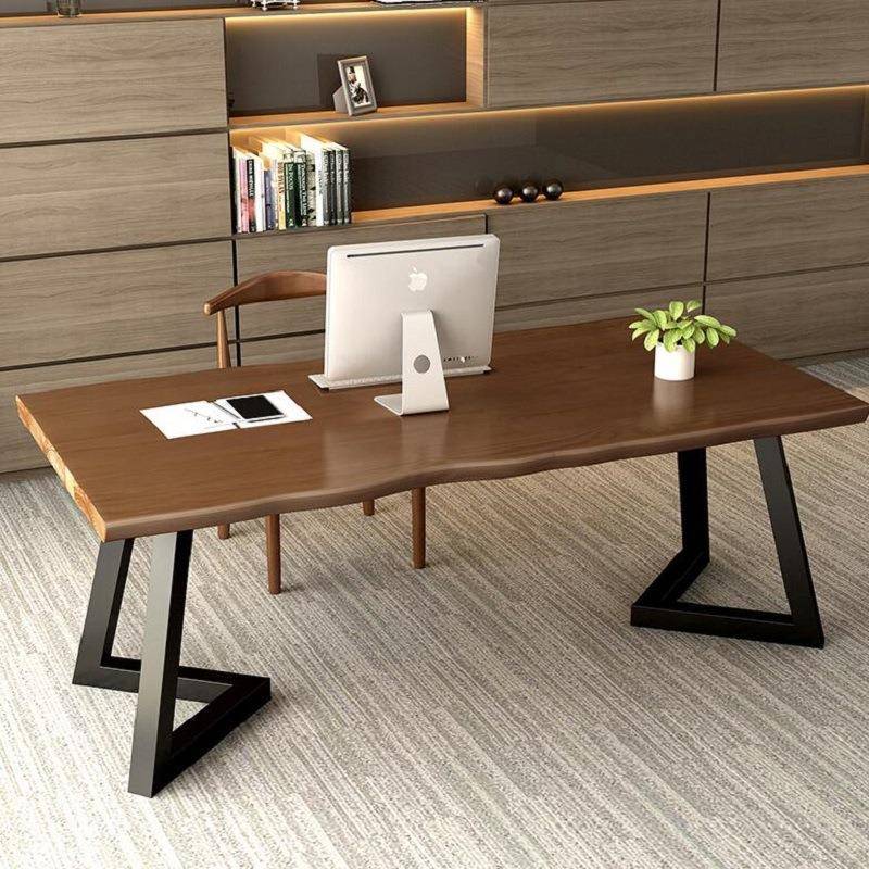 美式不规则实木办公桌家用台式电脑桌学习书桌公司员工办公电脑桌