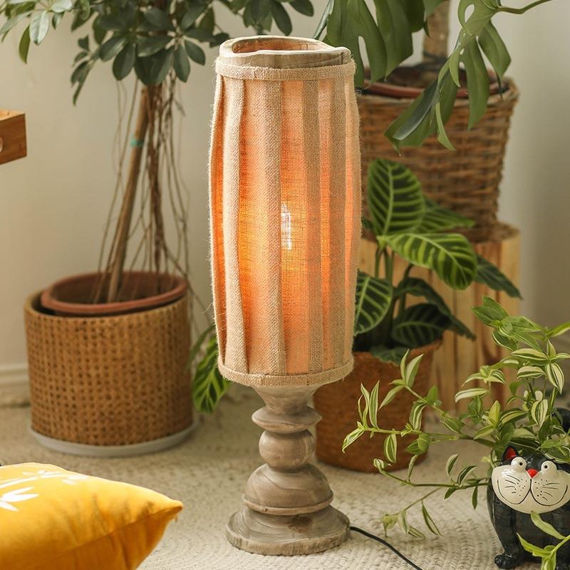 高脚麻布落地灯网红民宿灯具客厅沙发旁装饰品设计师氛围灯