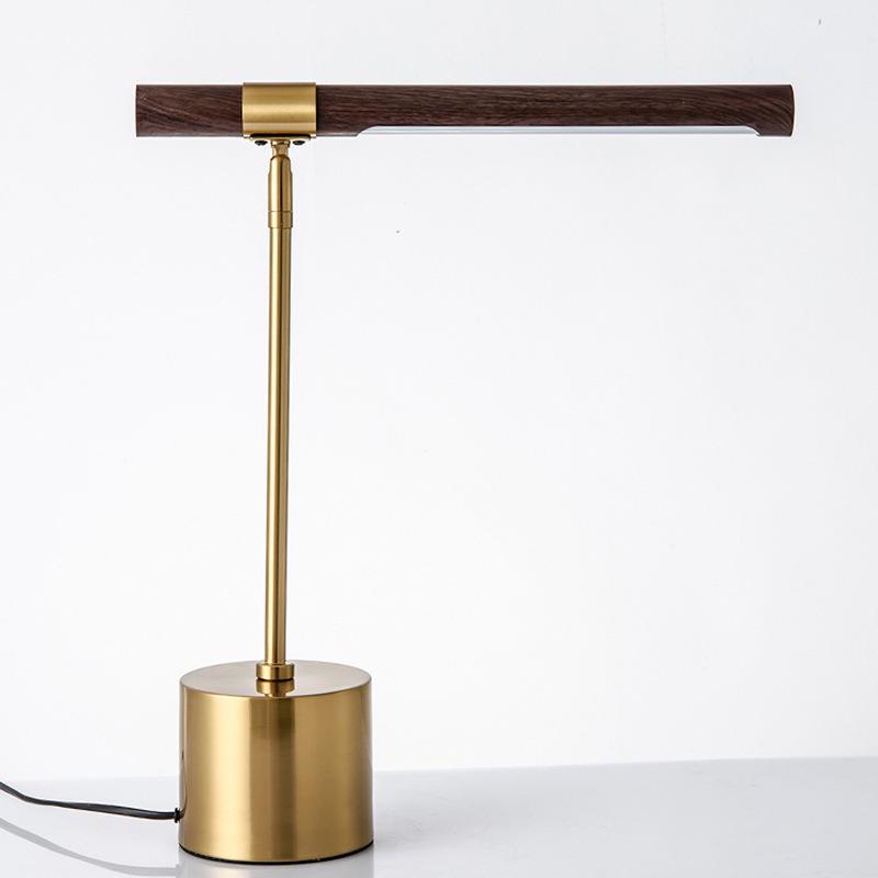 意大利设计师木纹台灯北欧简约软装卧室床头书房书桌护眼学习台灯