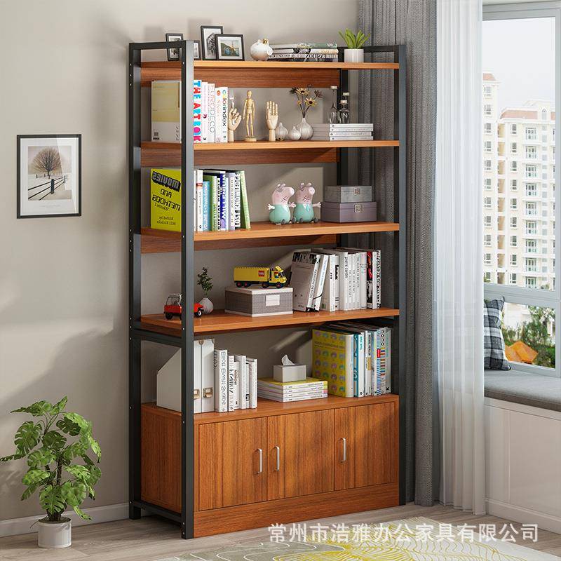 简易书柜带门家用货架置物架现代简约经济型组合仿实木落地小书架