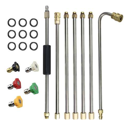 高压清洗机喷枪洗车机水枪头加长杆可拆卸不锈钢管喷嘴水枪