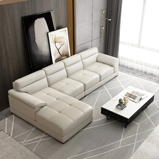 现代简约客厅小户型转角贵妃沙发别墅区现代皮艺转角贵妃椅组合