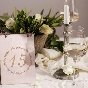 婚礼餐桌标牌数字标牌宴会餐桌数字标示牌简约木质席位卡桌面装饰