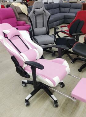 图昂美女主播粉红午休逍遥躺带搁脚办公转椅盟