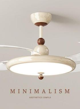 全光谱奶油风风扇灯2025年新款护眼隐形电扇灯智能一体吊扇餐厅灯